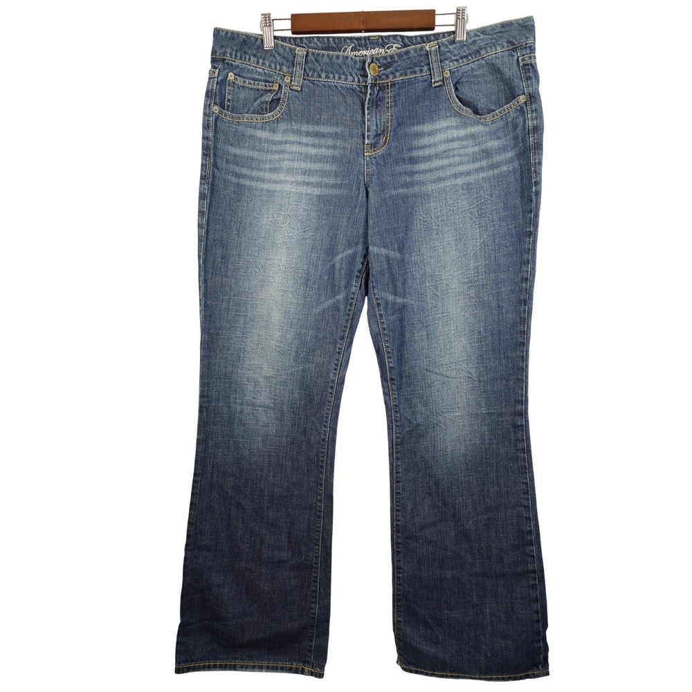 American Eagle Favorite Boyfriend Jeans Womens 18 Long Blue Medium Wash Denim